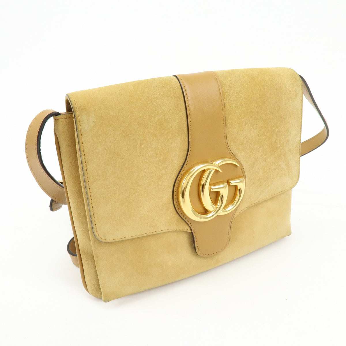 Gucci Arli Suede with Leather, Beige, Suede, Shoulder Bag