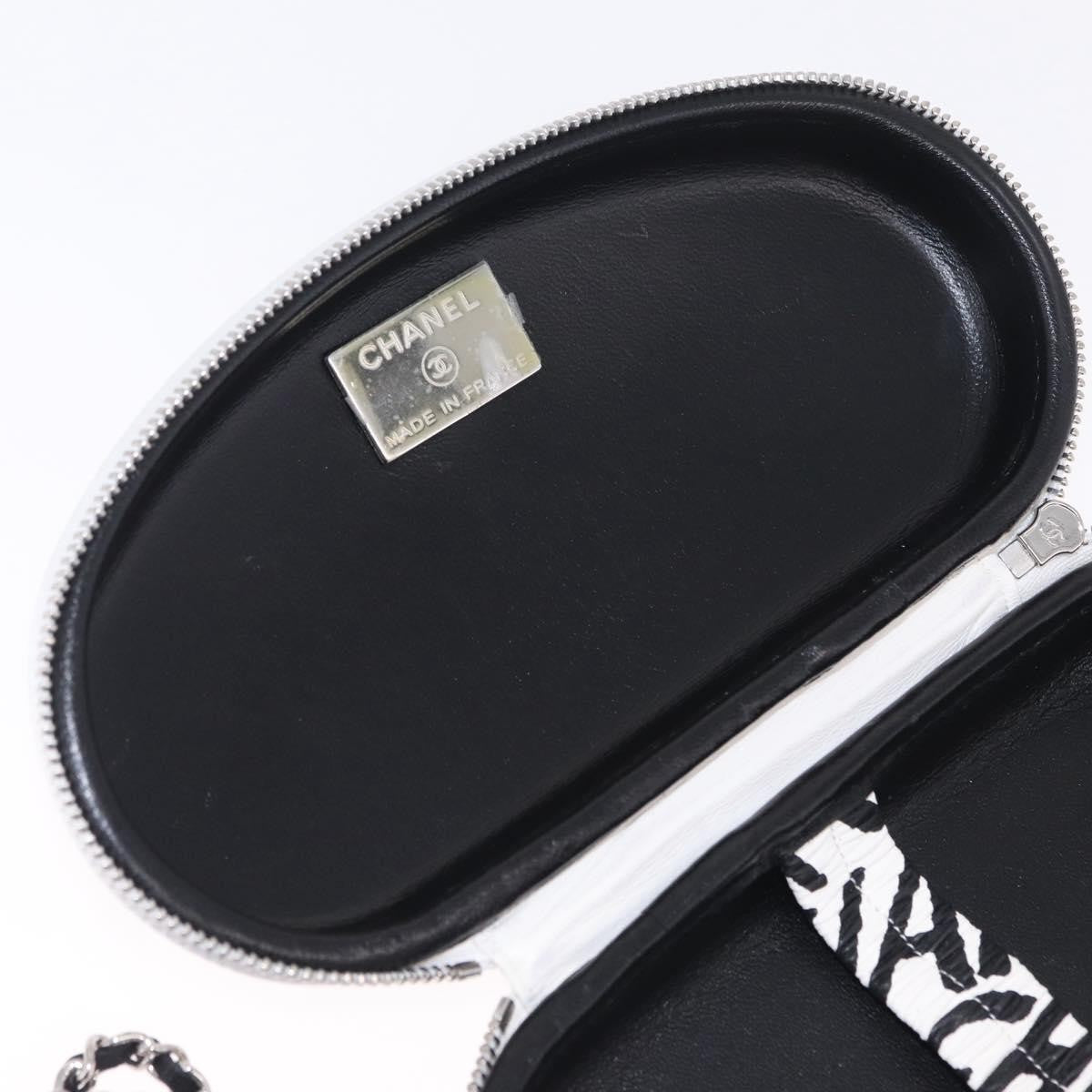 Chanel Coco Neige Zip Around Sunglasses Case with Chain Printed Leather, White, Leather, Sunglasses