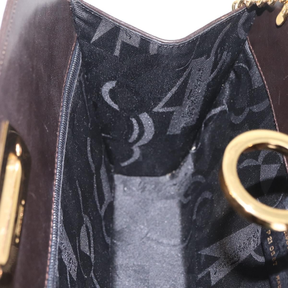 Salvatore Ferragamo Vintage Gancini Chain Leather, Brown, Leather, Shoulder Bag