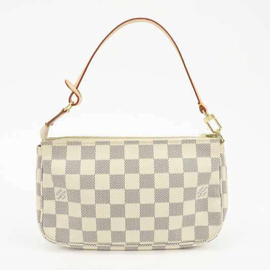 Louis Vuitton Pochette Accessoires Damier, White, Canvas, Clutch