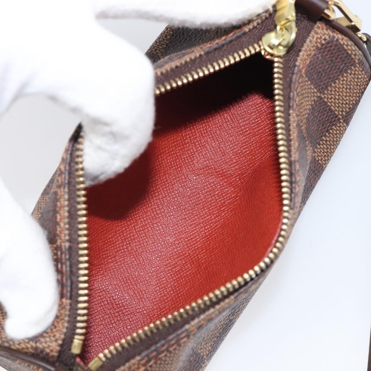 Louis Vuitton Papillon Pochette Damier Ebene, Brown, Canvas, Clutch