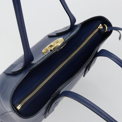 Chloe C Zipped Leather, Blue, Leather, Tote Bag