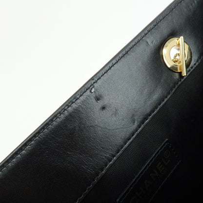 Chanel Vintage Coco Chain Shopping Printed Canvas, Black, Canvas, Tote Bag