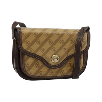 Balenciaga B. Shoulder Leather, Beige, Canvas, Shoulder Bag