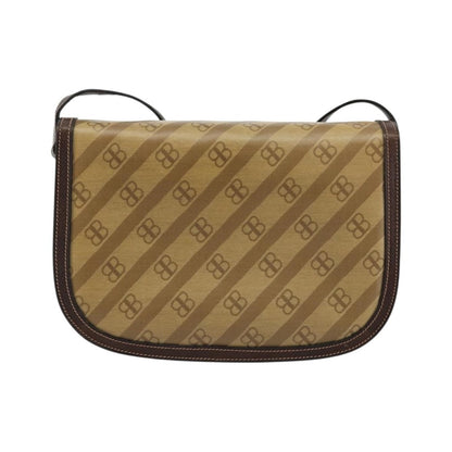 Balenciaga B. Shoulder Leather, Beige, Canvas, Shoulder Bag