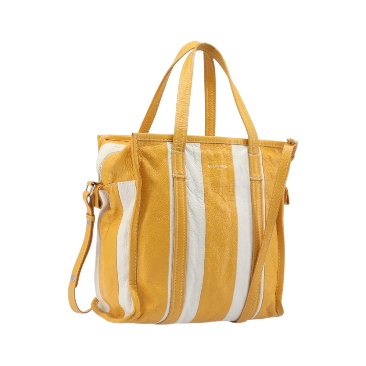 Balenciaga Bazar Leather, Yellow, Leather, Tote Bag