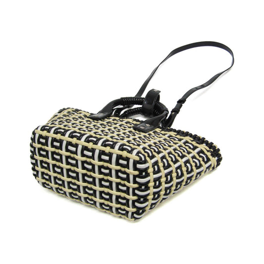 Balenciaga Bistro Panier Woven Faux Leather, Black, Patent Leather, Handbag