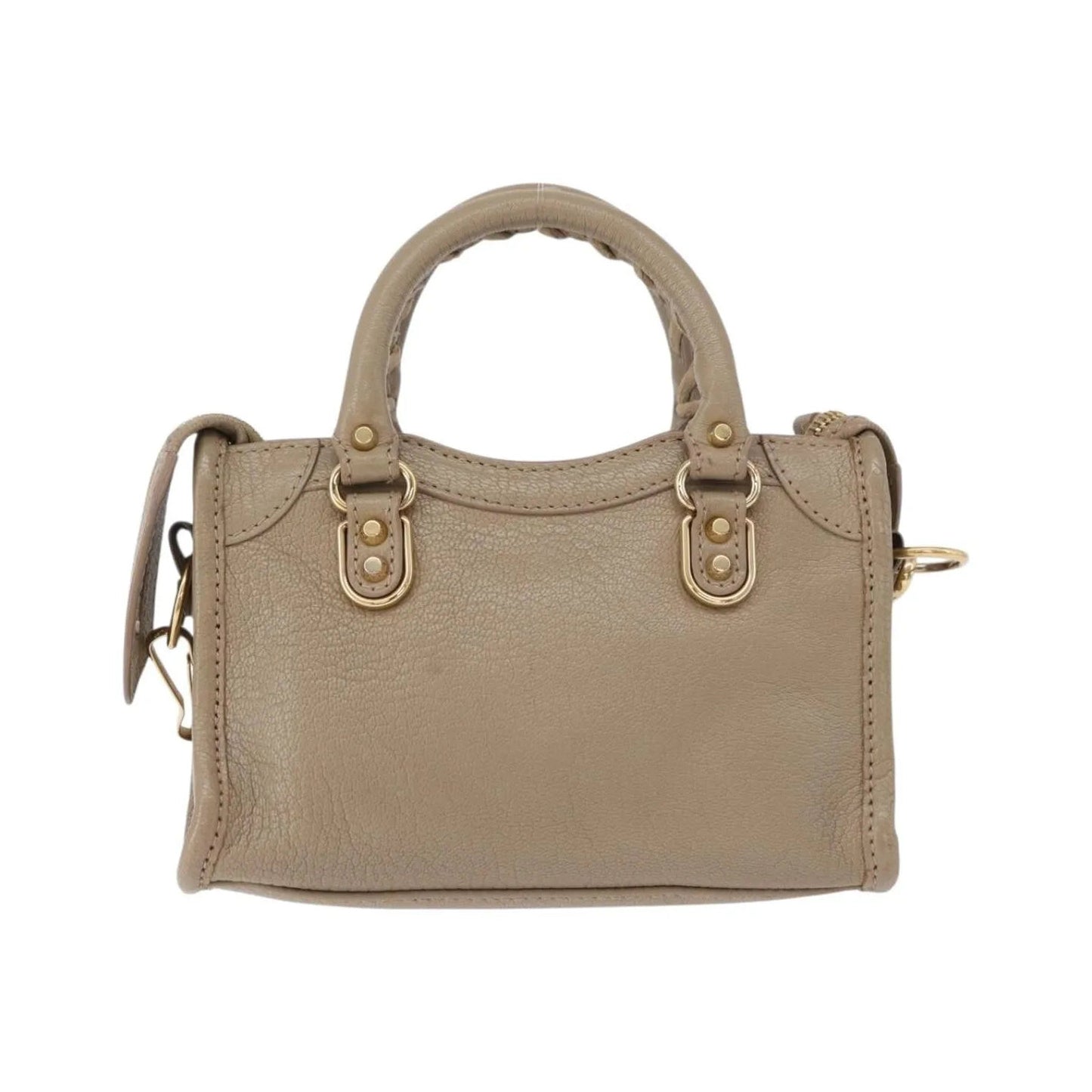 Balenciaga City Classic Studs Leather, Beige, Leather, Handbag