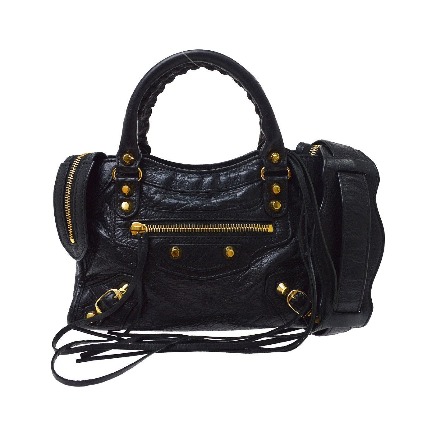 Balenciaga City Leather, Black, Leather, Handbag