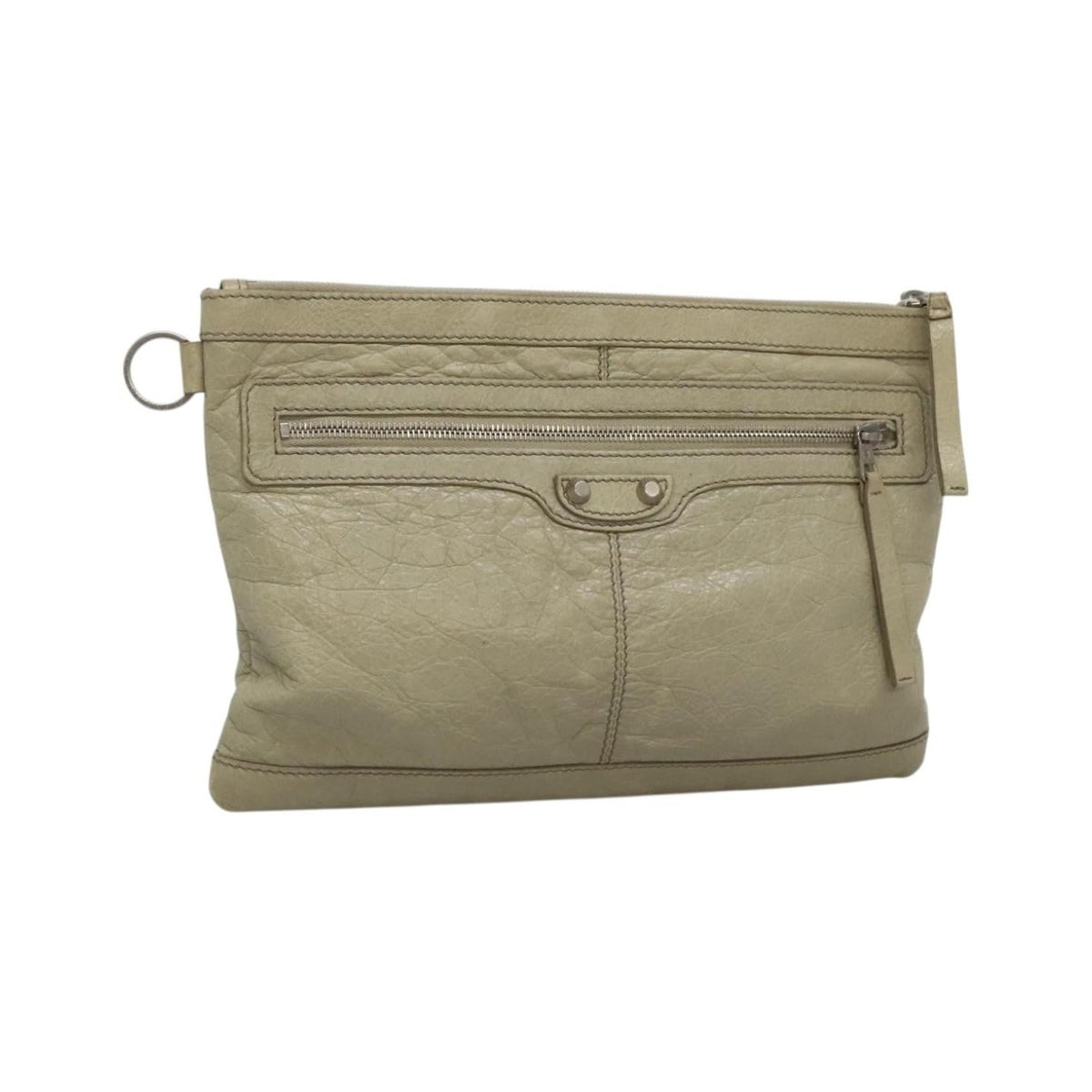 Balenciaga Classic City Clip Leather, Beige, Leather, Clutch