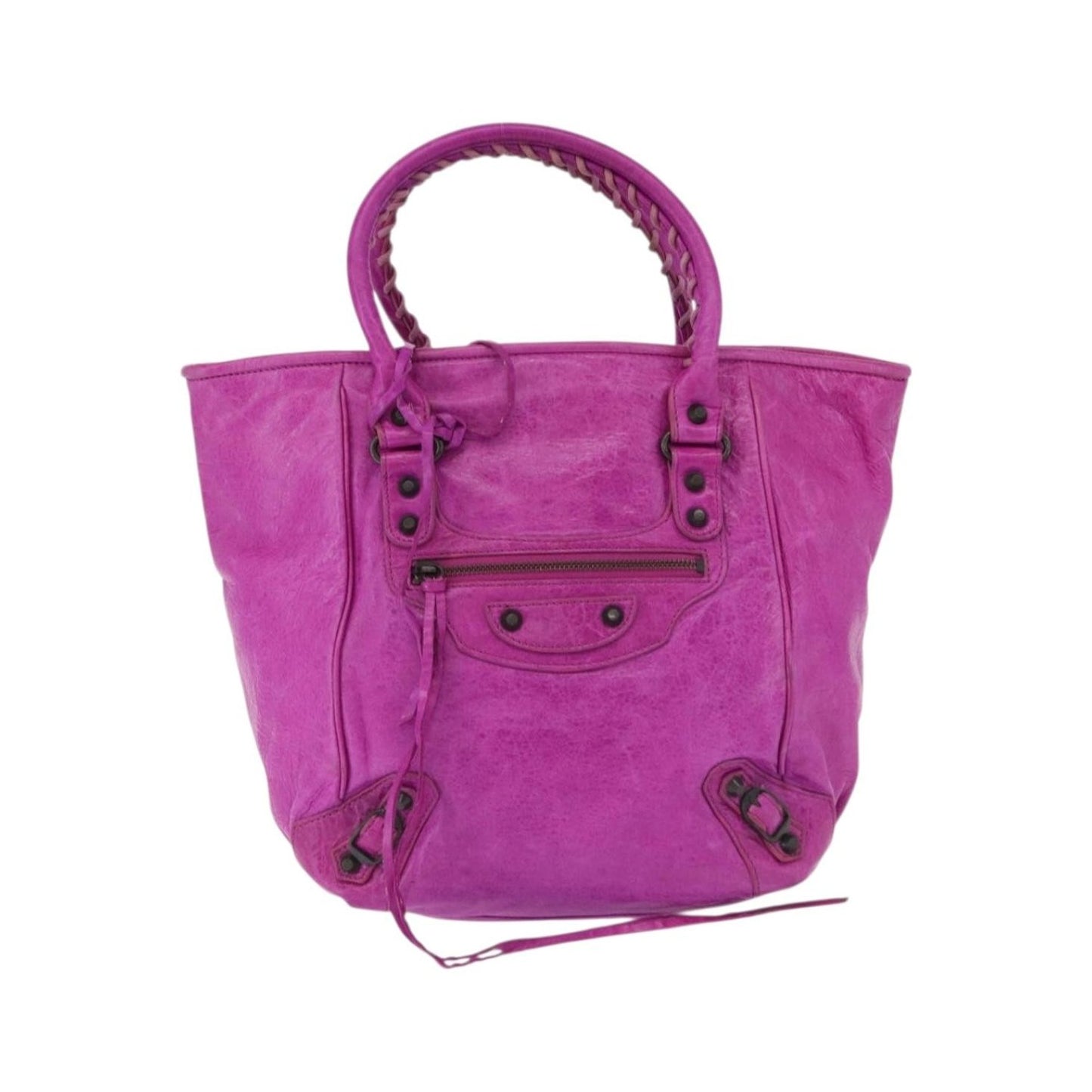 Balenciaga Classic Studs Sunday Tote Leather, Purple, Leather, Handbag