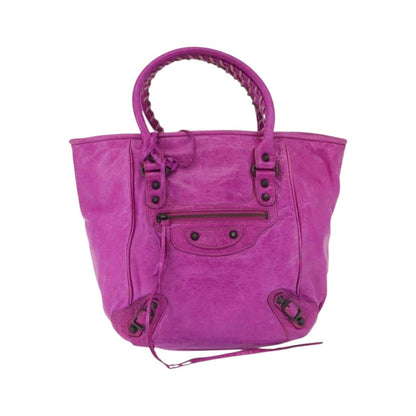 Balenciaga Classic Studs Sunday Tote Leather, Purple, Leather, Handbag