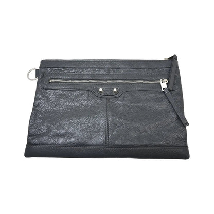 Balenciaga Clip P Leather, Gray, Leather, Clutch