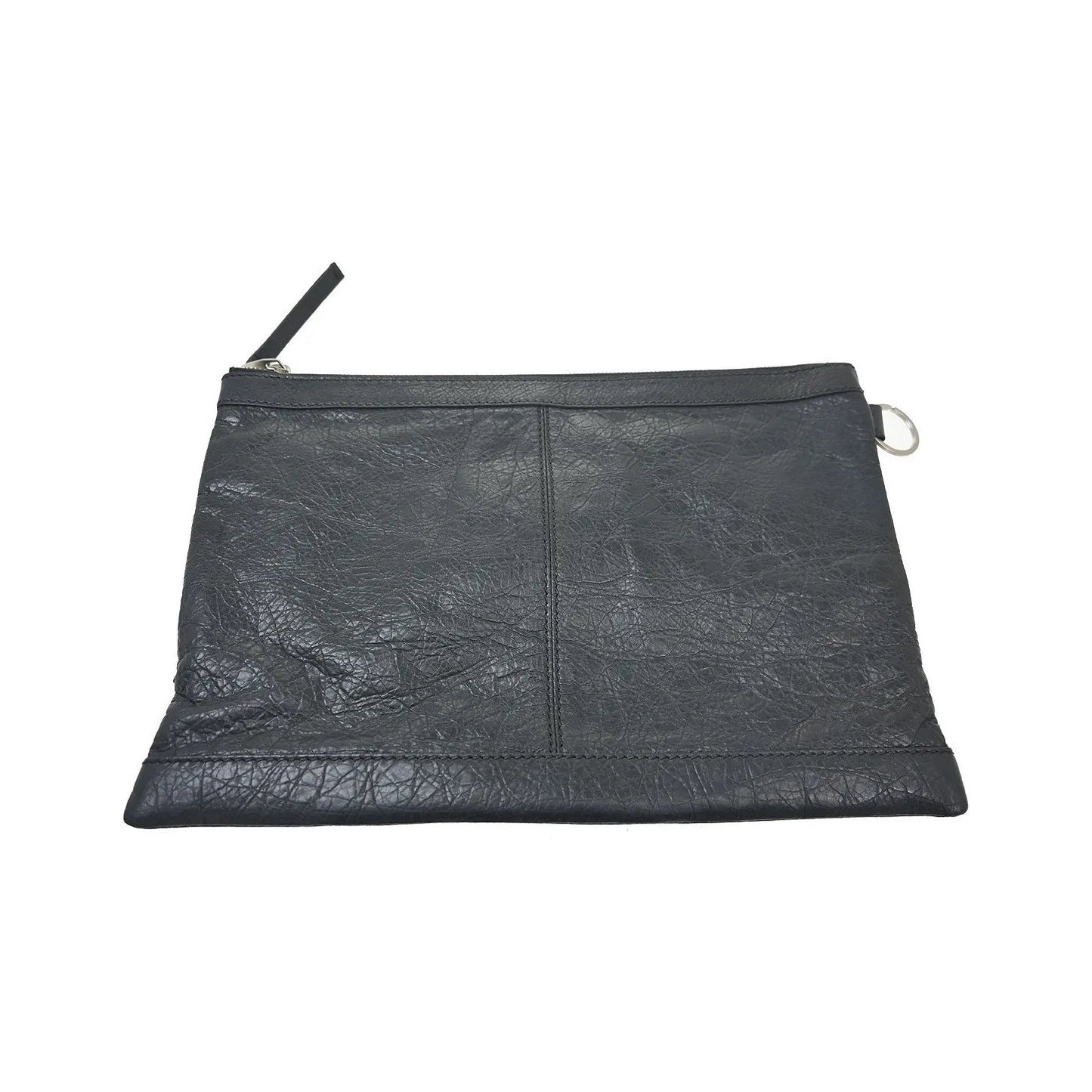 Balenciaga Clip P Leather, Gray, Leather, Clutch