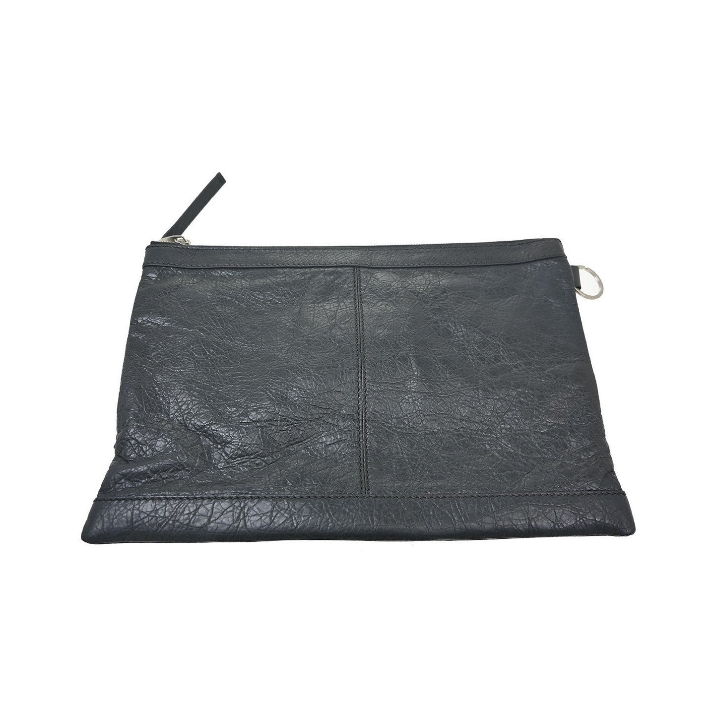 Balenciaga Clip P Leather, Gray, Leather, Clutch