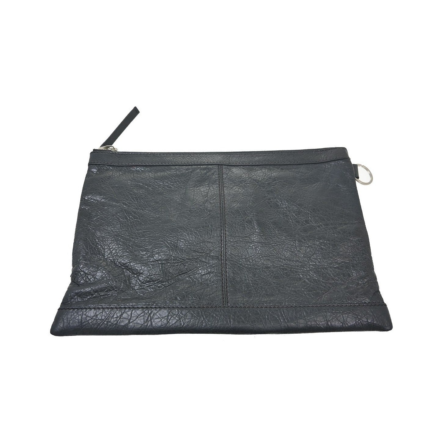 Balenciaga Clip P Leather, Gray, Leather, Clutch