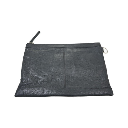 Balenciaga Clip P Leather, Gray, Leather, Clutch