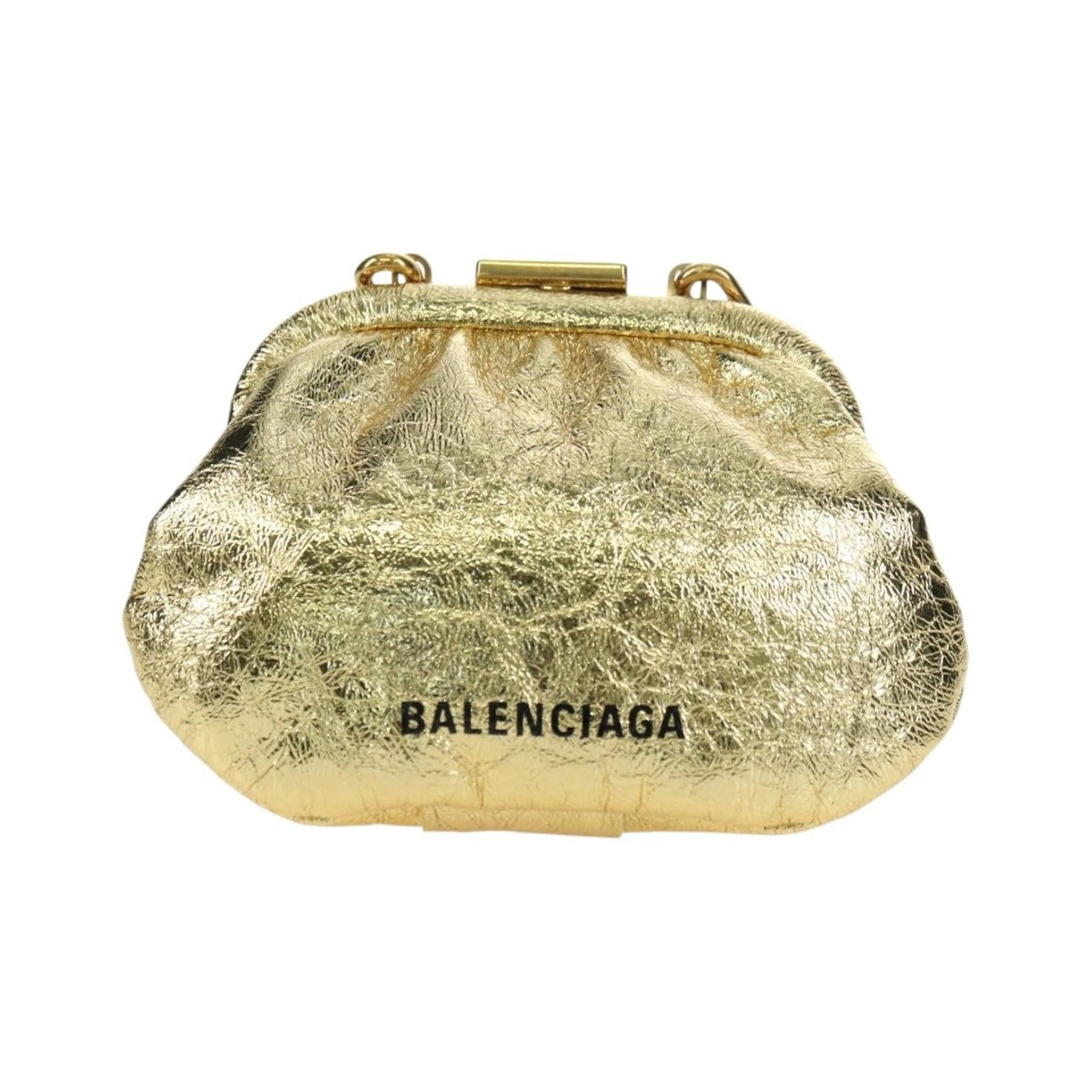 Balenciaga Cloud Clutch Leather, Gold, Leather, Clutch