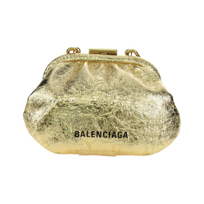 Balenciaga Cloud Clutch Leather, Gold, Leather, Clutch