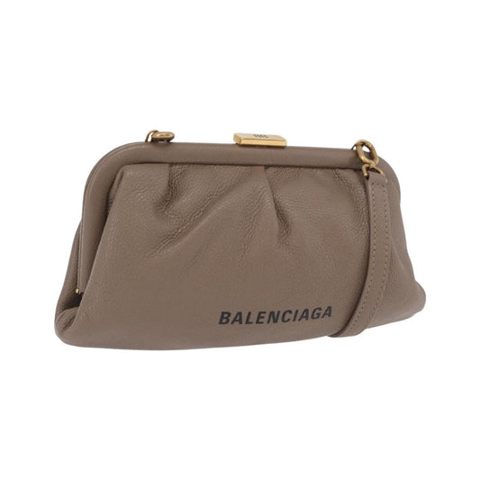 Balenciaga Cloud Clutch Leather, Beige, Leather, Clutch