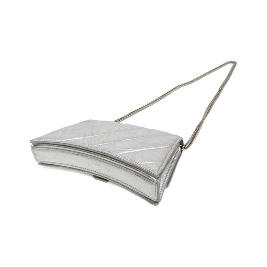 Balenciaga Crush Chain Flap Leather, Silver, Leather, Handbag