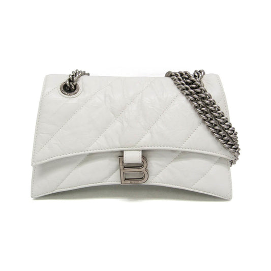 Balenciaga Crush Chain Flap Quilted Crushed Calfskin, White, Leather, Handbag