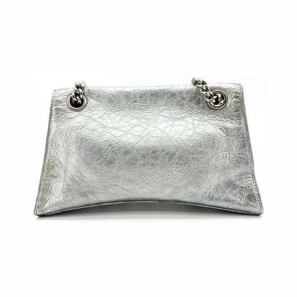 Balenciaga Crush Charm Chain Flap Leather, Silver, Leather, Handbag