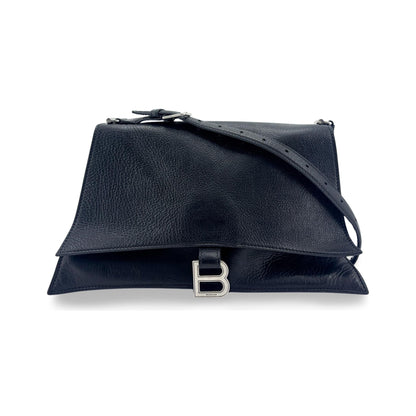 Balenciaga Downtown Soft Hourglass Leather, Black, Leather, Shoulder Bag