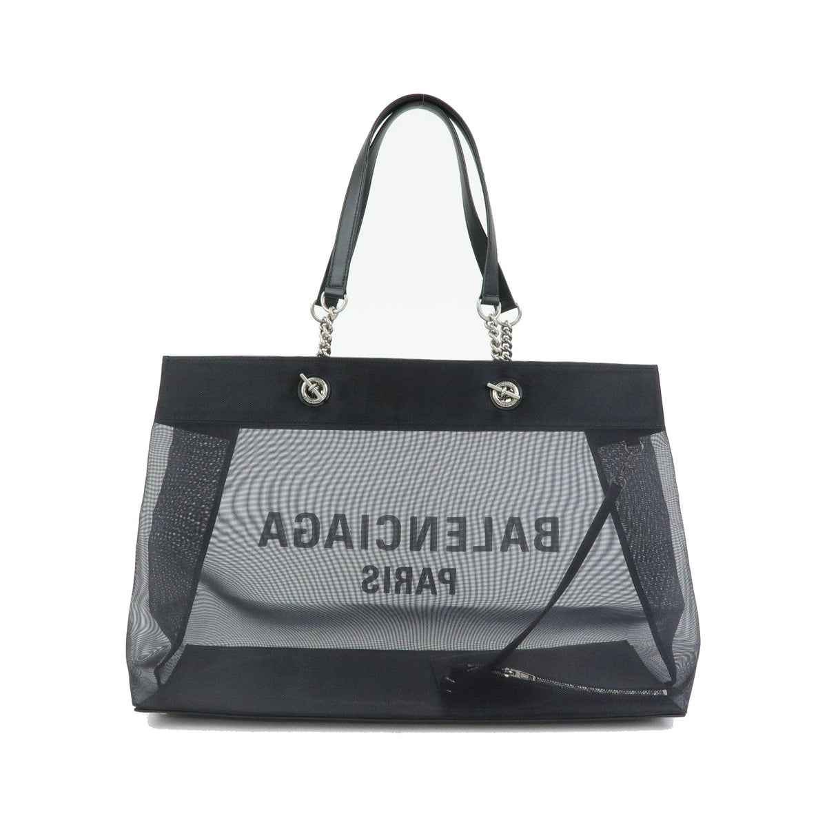 Balenciaga Duty Free Mesh with Leather, Black, Mesh, Tote Bag