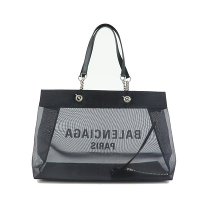 Balenciaga Duty Free Mesh with Leather, Black, Mesh, Tote Bag