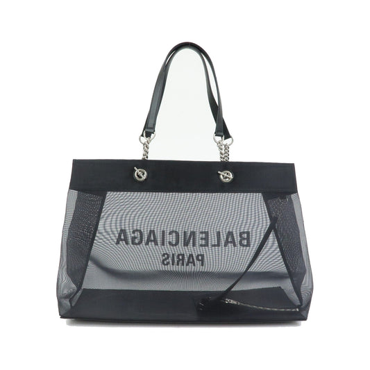 Balenciaga Duty Free Mesh with Leather, Black, Mesh, Tote Bag