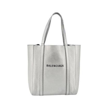 Balenciaga Everyday Glitter Leather, Silver, Leather, Tote Bag