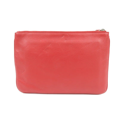 Balenciaga Everyday Logo Printed Leather, Red, Leather, Clutch
