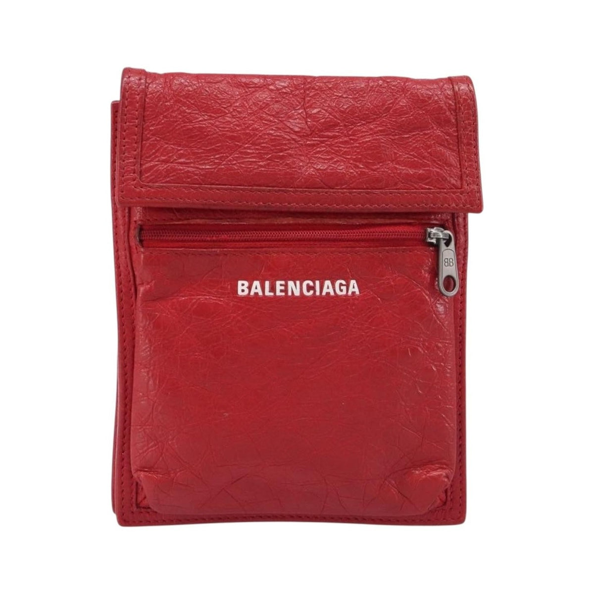 Balenciaga Explorer Leather, Red, Leather, Crossbody Bag