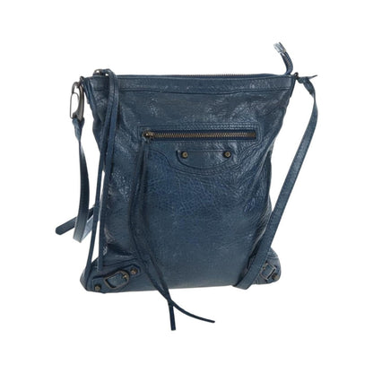 Balenciaga Flat Crossbody Classic Studs Leather, Navy, Leather, Crossbody Bag