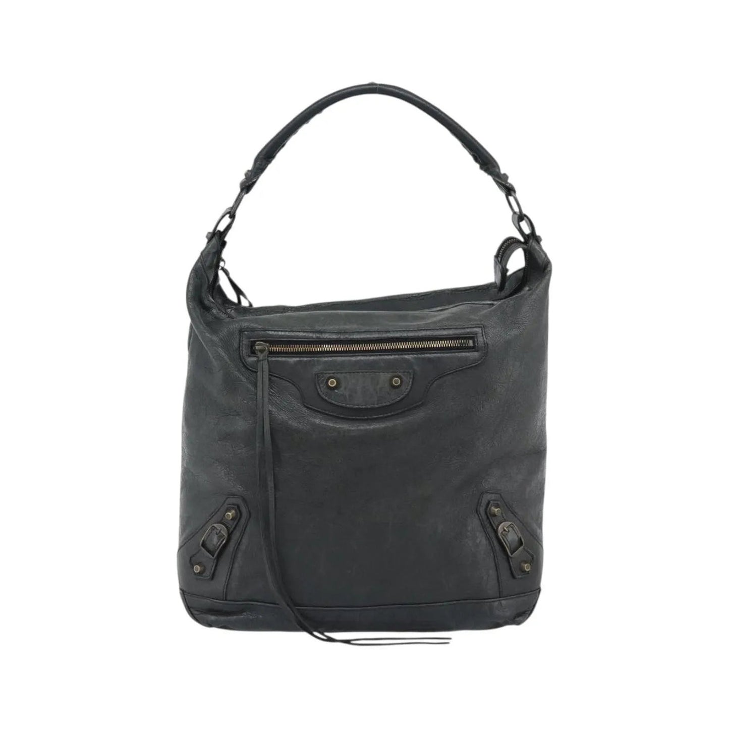 Balenciaga Giant Studs Day Hobo Leather, Green, Leather, Shoulder Bag