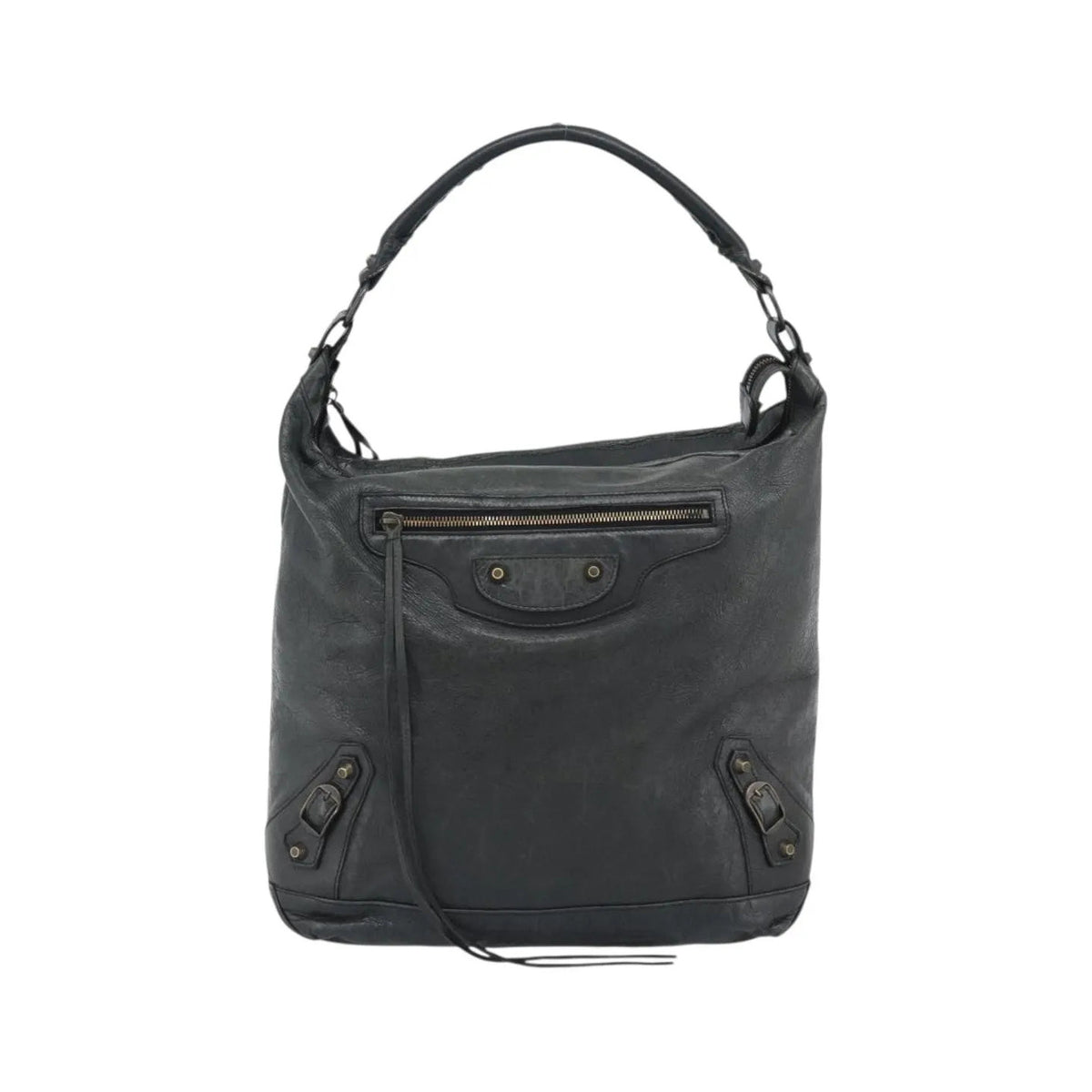 Balenciaga Giant Studs Day Hobo Leather, Green, Leather, Shoulder Bag
