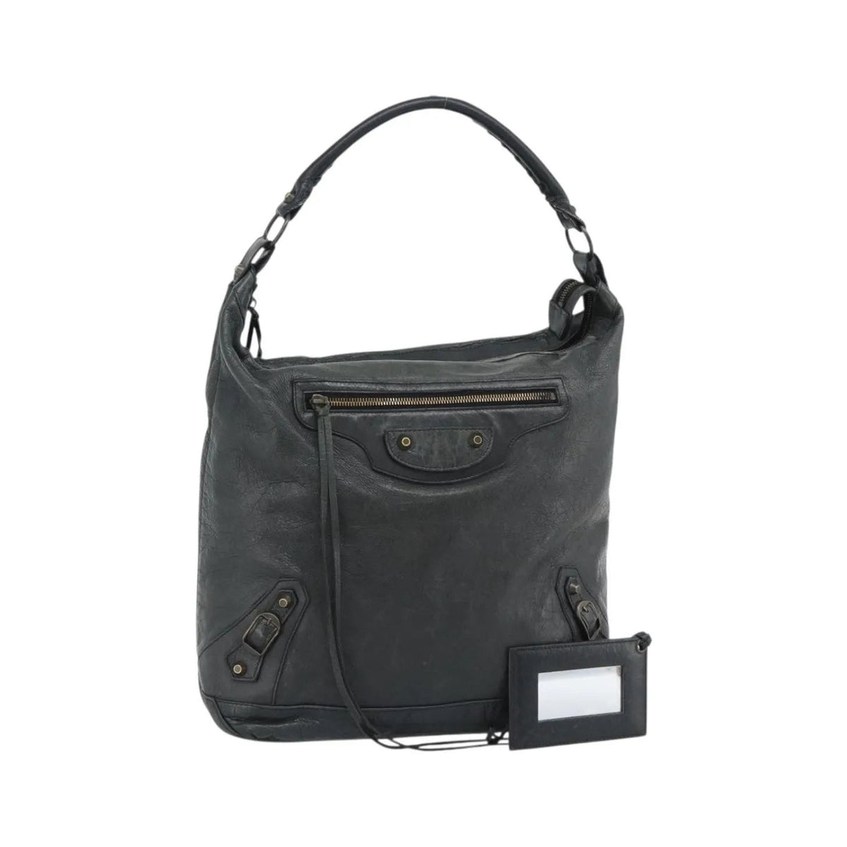 Balenciaga Giant Studs Day Hobo Leather, Green, Leather, Shoulder Bag