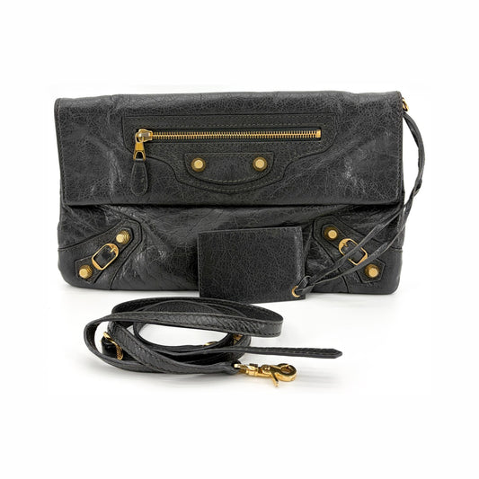 Balenciaga Giant Studs Envelope Clutch Leather, Black, Leather, Clutch