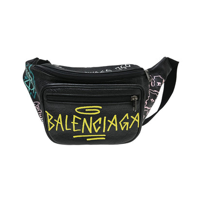 Balenciaga Graffiti Explorer Belt Leather, Black, Leather, Clutch