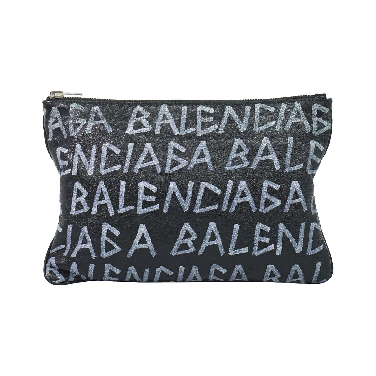Balenciaga Graffiti Leather, Black, Leather, Clutch