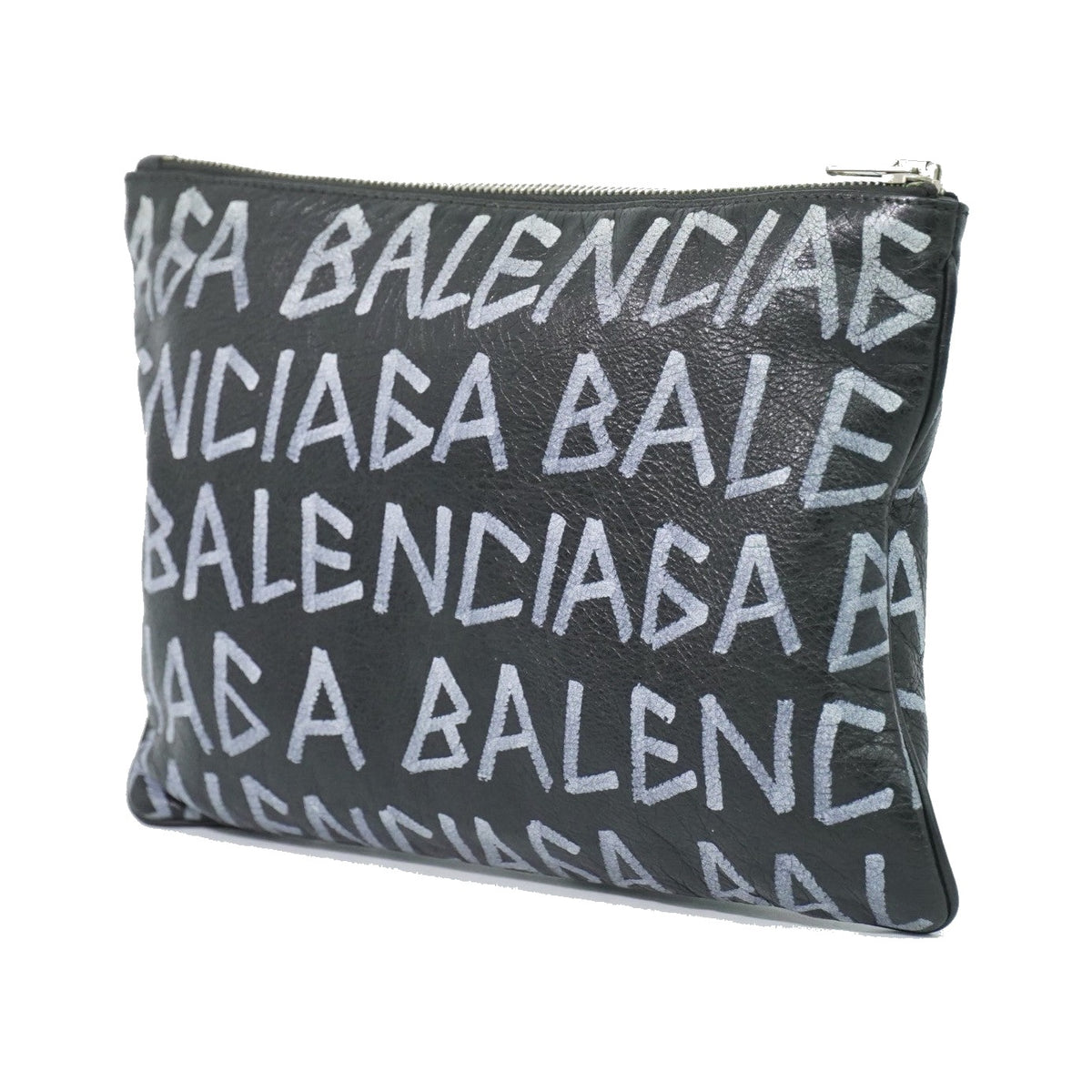 Balenciaga Graffiti Leather, Black, Leather, Clutch
