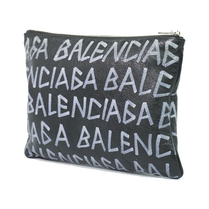 Balenciaga Graffiti Leather, Black, Leather, Clutch