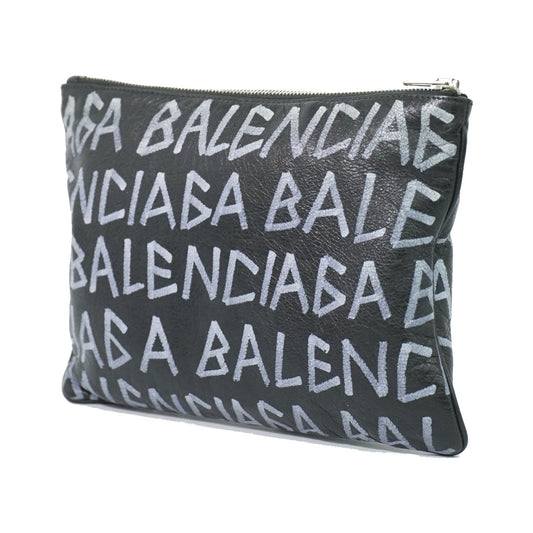 Balenciaga Graffiti Leather, Black, Leather, Clutch