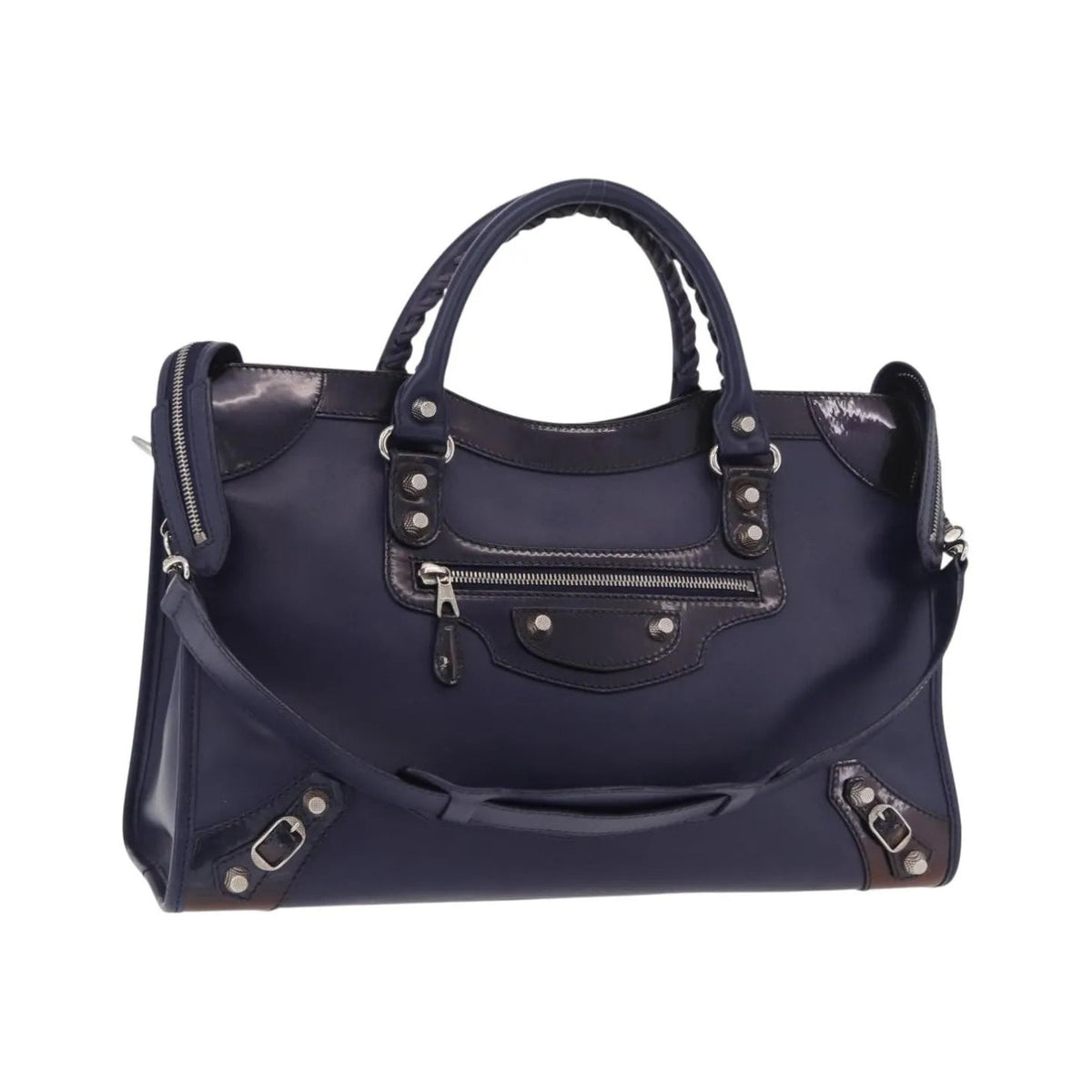 Balenciaga Holiday City Giant Studs Matte Calfskin, Navy, Leather, Handbag