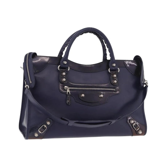 Balenciaga Holiday City Giant Studs Matte Calfskin, Navy, Leather, Handbag