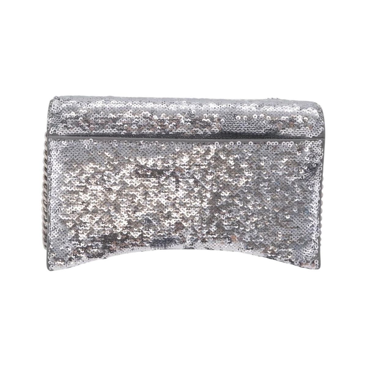 Balenciaga Hourglass Chain Leather with Sequins, Silver, Leather, Crossbody Bag