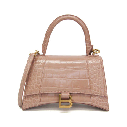 Balenciaga Hourglass Crocodile Embossed, Pink, Leather, Handbag