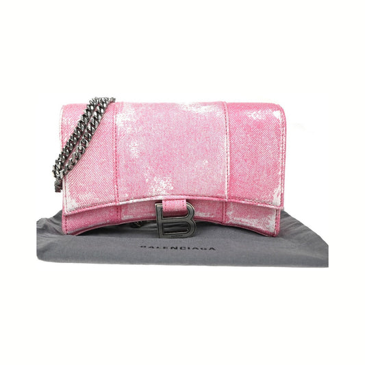 Balenciaga Hourglass Sling Leather, Pink, Leather, Shoulder Bag