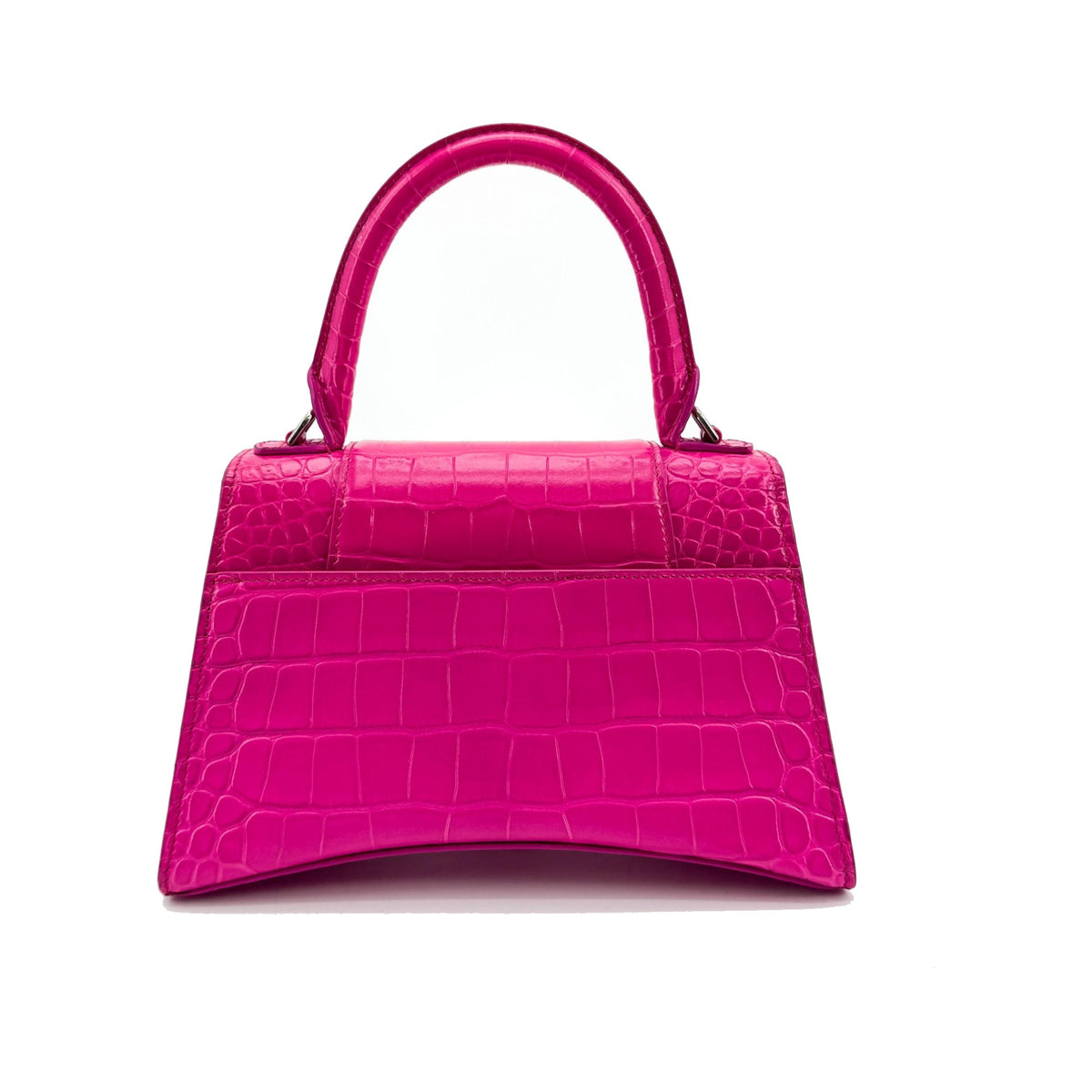 Balenciaga Hourglass Top Handle Crocodile Embossed Leather, Pink, Leather, Handbag